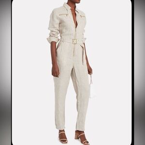 WeWoreWhat Beige Linen Jumpsuit